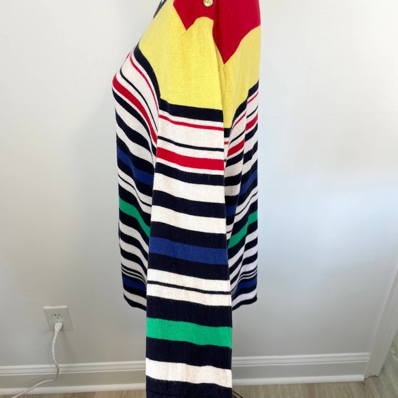 Talbots Multicolor Striped Button Shoulder Sweater Plus Size - Picture 8 of 12